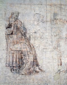 Izsák és Rebeka házassága, a szinópia részlete (alulfestés) alkotó: Benozzo di Lese di Sandro Gozzoli