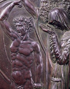 Perseus megmenti Andromédát, egy sikoltozó férfi bronz részlete