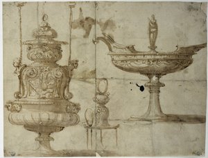 Tanulmány ezüst edényekhez (rajz alkotó: Benvenuto Cellini