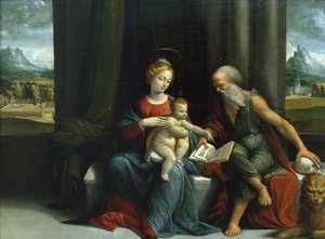 Madonna és gyermek és Szent Jeromos, 1530-as évek (olaj, panel)