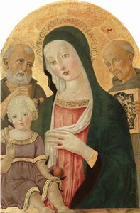 Madonna és gyermek Sienai Szent Jeromossal és Szent Bernardinóval, c. 14801485.