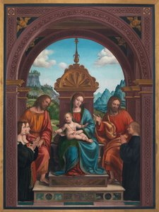 Madonna és gyermeke, Szent Jakab, Szent Fülöp és Antonio Busti családja