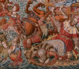 Flamand kárpit. A kitüntetések sorozat. Fortune, Út a kitüntetésekhez (La Fortuna, Camino de los Honores). A sorozat ötödik kárpitja. Modell karikaturisták Bernard van Orley és Jan Gossaert de Mabuse köréből. Gyártás Pieter van Aelst, Brusse
