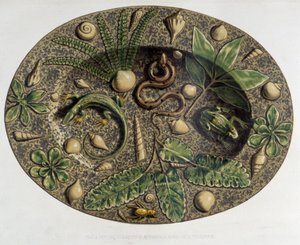 Plate à hüllők – Plate céramique, C. Delange és C. Borneman „” Bernard Palissy munkája” c.