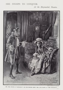 Oliver Goldsmith Lehajol, hogy hódítson című vígjátékának előadása a londoni Haymarket Színházban (litho)