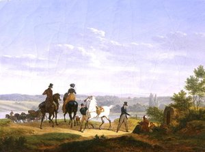 Táj figurákkal és lovakkal