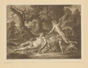 Cupido en Psyche Cupido és Psyches (cím a tárgyon) alkotó: Bernard Lens (II)