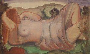 Fekvő akt egy tájban, 1940 körül (gouache, akvarell és ceruza)