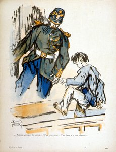 Gyermek és rendőr - metszet alkotó: Bernard Naudin