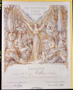Diploma a Párizsban megrendezett VIII. Olimpiáról alkotó: Bernard Naudin