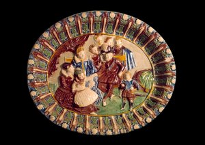 IV. Henriket és családját ábrázoló edény. Kerámia mázas földben, Bernard Palissy (1510-1589)