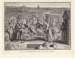 Temetés Oroszországban, 1732 alkotó: Bernard Picart