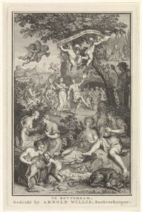Táj pásztorokkal és pásztorlányokkal Címlap ehhez: F. Greenwood, Versek, 1719 alkotó: Bernard Picart