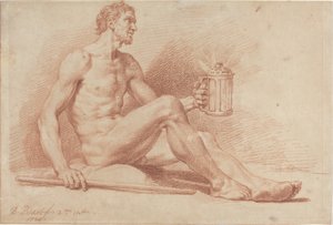 Férfi akt lámpával (Diogenes) alkotó: Bernard Picart