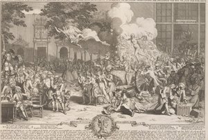Emlékmű az 1720-as év bolondságának emlékére Monument consacré a la posterité és memoire de la foil incroyable de la XX. Anne du XVIII. siecle / A XX. évi XVIII. században (cím a tárgyon) huh alkotó: Bernard Picart