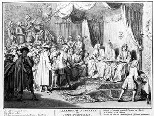 A portugál zsidók esküvői szertartása Amszterdamban, 1723 alkotó: Bernard Picart