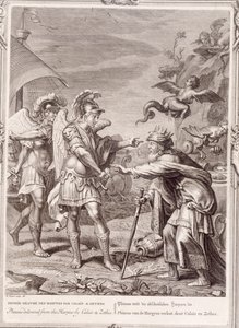 Phineust a hárpiák közül Calais és Zethes kiszabadítja, 1731 alkotó: Bernard Picart