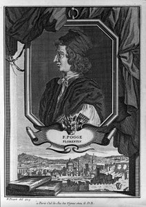 Giovanni Francesco Poggio Bracciolini, Le Pogge vagy Le Pogge Florentin (1380-1459) olasz humanista portréja, metszet Bernard Picart, Párizs alkotó: Bernard Picart