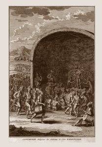 Hispaniola sziget lakóinak vallási szertartása, 1721. alkotó: Bernard Picart