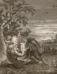 Tithonus, Aurora férje, szöcskévé változott, 1731 alkotó: Bernard Picart