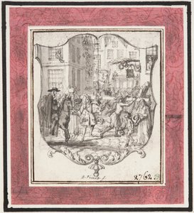 Vignette. Straßenszene eingefügt in Schildrahmen alkotó: Bernard Picart