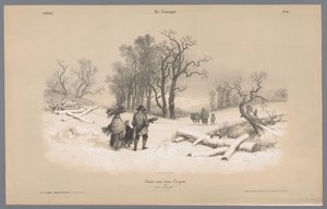 A család fát gyűjt a hóban Vidéki élet ábrázolásai (sorozat címe) La Kampány. Etudes varieés aux deux Crayons (sorozat címe az objektumon) alkotó: Bernard Romain Julien