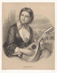 Nő mandolinon játszik Nagy tanulmányok kétféle krétáról (sorozat címe) Grande étude aux deux zsírkréták (sorozat címe a tárgyon)