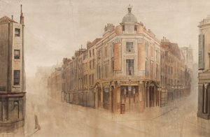 The Crown, a Great White Lion Street, ma Mercer Street és a Monmouth Street, Seven Dials, London sarka (wc papíron)