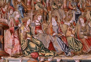 Flamand kárpit. A kitüntetések sorozat. Honor (El Honor). A sorozat második kárpitja. Modell karikaturisták Bernard van Orley és Jan Gossaert (Mabuse) köréből. Gyártás Pieter van Aelst, Brüsszel. Kb. 1550. Szövet Arany, ezüst, selyem és gyapjú. alkotó: Bernard van Orley