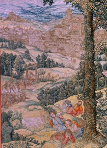 Flamand gobelin. Sorozat Krisztus szenvedélye (The square passion). Krisztus az Olajfák hegyén. Gyártás Pieter de Pannemaeker, Brüsszel. Barend van Orley karikaturista. 1518-1522 körül. alkotó: Bernard van Orley