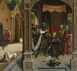 Szent Márton lovaggá ütése Konstantin császár által, 1514 körül.