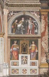 Alessandro Bentivoglio a szentekkel és alatta Szent Rózsa és Szent Jusztina (freskó) (3497192 részlet) alkotó: Bernardino Luini