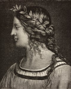Szűz házassága, metszet Bernardino Luini freskójának részletéből az olaszországi Saronno szentélyben, a L