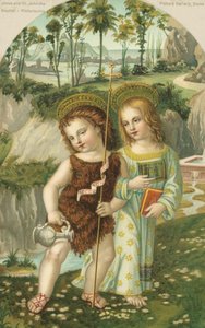 Jézus Krisztus és Keresztelő Szent János (kromolito) alkotó: Bernardino di Betto (after) Pinturicchio