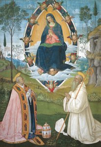 Madonna Nagy Gergellyel és Szent Benedekkel alkotó: Bernardino di Betto Pinturicchio