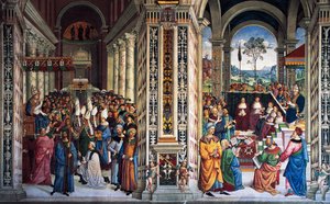 II. Pius Anconába érkezik, hogy keresztes hadjáratot indítson (16. század), Pinturicchio freskója (1452-1513), Piccolomini könyvtár, sienai katedrális, Toszkána, Olaszország alkotó: Bernardino di Betto Pinturicchio