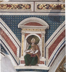Szent Ambrus, az egyházdoktorok részlete (freskó alkotó: Bernardino di Betto Pinturicchio