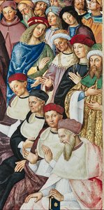 A Piccolomini Könyvtár délkeleti fala: „Aeneas Sylvius december 17-én átveszi a bíborosi kalapot III. Calixtus pápától alkotó: Bernardino di Betto Pinturicchio