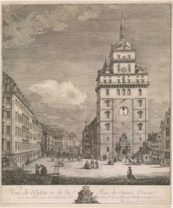 A drezdai egykori Kereszt-templom, a „Drezdai veduták” sorozat egyik lapja alkotó: Bernardo Bellotto