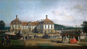 Német: A Schloss Hof császári kastély, a díszudvar oldala alkotó: Bernardo Bellotto