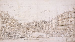 A Canal Grande, Velence, délről a Rialto híddal, alkotó: Bernardo Bellotto