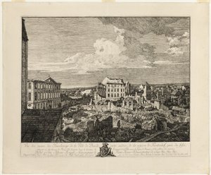 Pirnaischer külváros romjai a Fürstenhofpalotával alkotó: Bernardo Bellotto