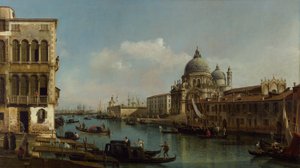 Kilátás a Grand Canalra: Santa Maria della Salute és a Dogana a Campo Santa Maria Zobenigo felől, 1743 körül (olaj, vászon) alkotó: Bernardo Bellotto