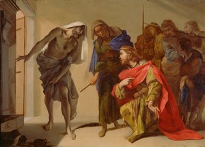 Saul által megidézett Samuel árnyéka, 1655 körül (olaj, réz) alkotó: Bernardo Cavallino