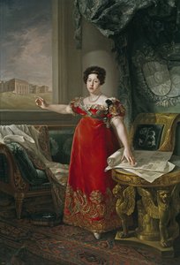 Marie Isabelle de Braganza, Portugália Infanta, Spanyolország királynője – Maria Isabel Portugália (1797-1818), a Prado Múzeum előtt, készítette Lopez Piquer, Bernardo (1801-1874). olajfestmény alkotó: Bernardo Lopez y Piquer