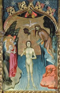 Keresztelő Szent János Jézus megkeresztelkedését ábrázoló oltárkép a cabrera-templomból