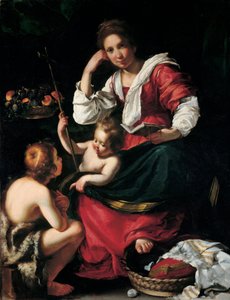 Madonna és gyermeke a csecsemő Szent Jánossal alkotó: Bernardo Strozzi