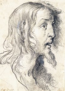 Krisztus feje profilban jobbra, alkotó: Bernardo Strozzi