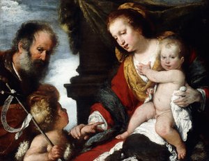 A Szent Család a csecsemővel Szent, alkotó: Bernardo Strozzi