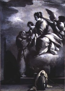 A Szűzanya átnyújtja a gyermek Krisztust Cantalice Boldog Félixnek alkotó: Bernardo Strozzi